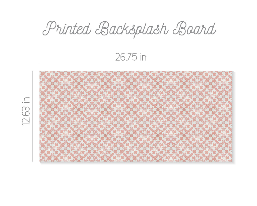 Pink Floral Tile Printed Backsplash Board for Ikea DUKTIG Play Kitchen // Makeover, Diy, Hack, Ikea, Custom