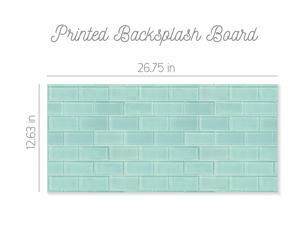 Aqua Glass Subway Tile Printed Backsplash Board for Ikea DUKTIG Play Kitchen // Makeover, Diy, Hack, Ikea, Custom