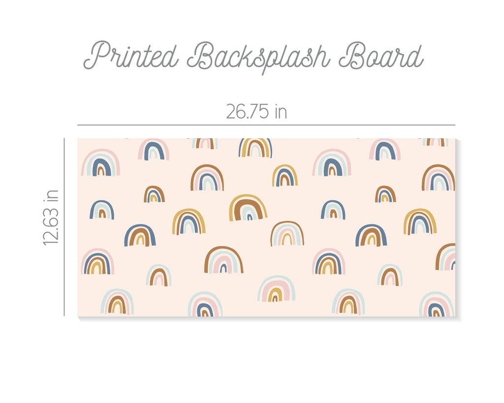 Boho Rainbow Printed Backsplash Board for Ikea DUKTIG Play Kitchen // Makeover, Diy, Hack, Ikea, Custom