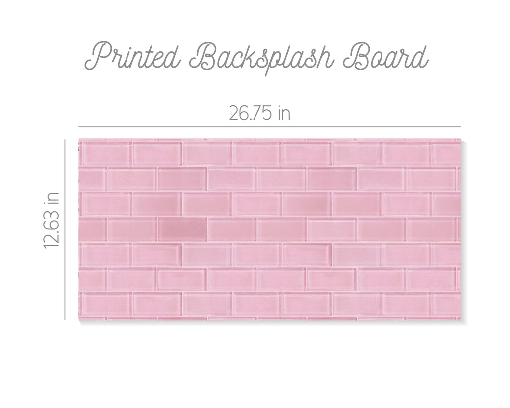 Pink Glass Subway Tile Printed Backsplash Board for Ikea DUKTIG Play Kitchen // Makeover, Diy, Hack, Ikea, Custom