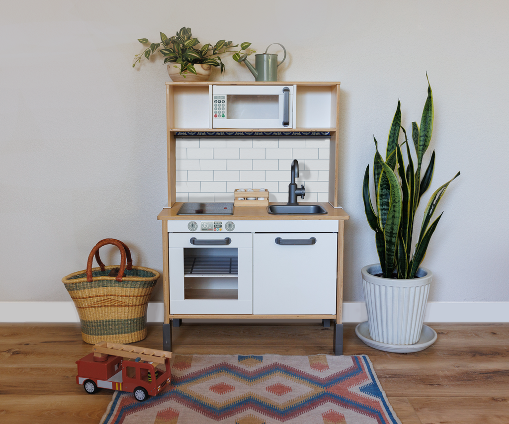 IKEA DUKTIG Play Kitchen Backsplash – White Subway Tile (Easy DIY Upgrade)