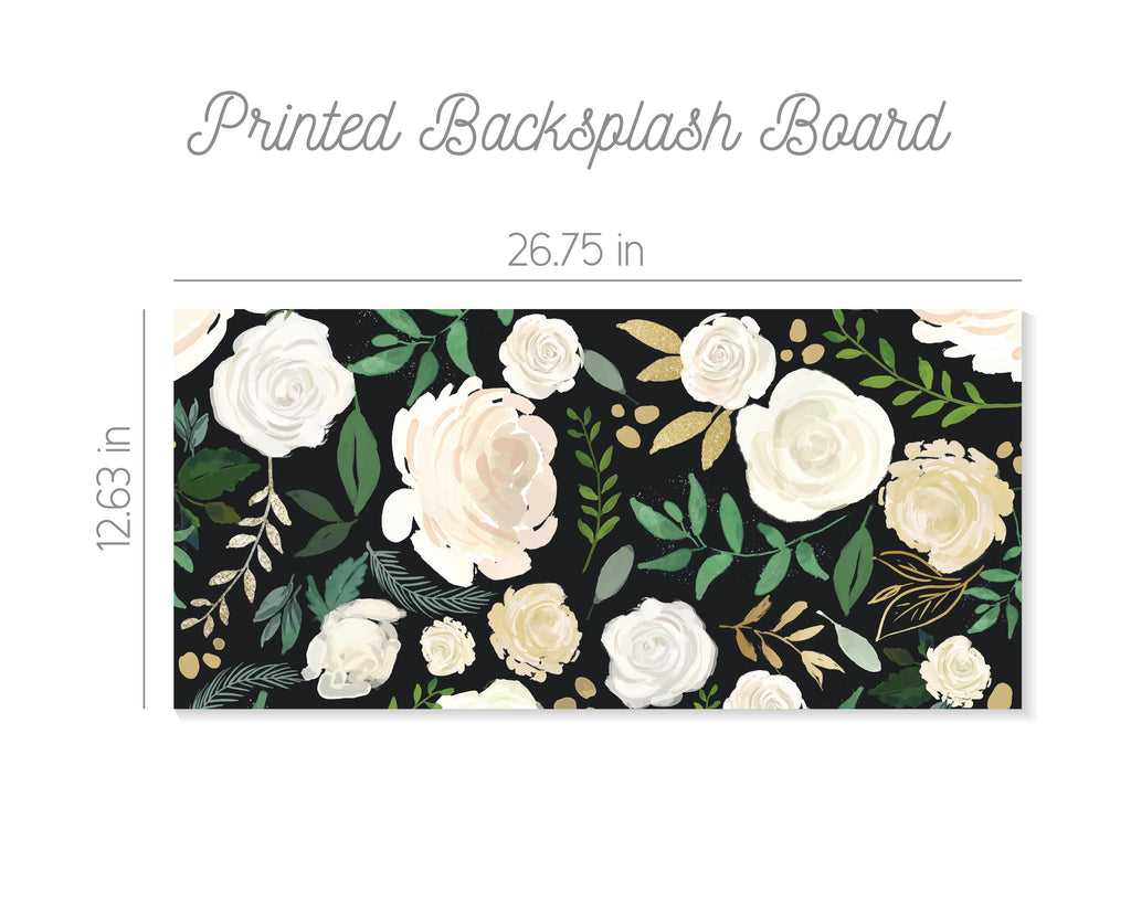 Black & Gold Floral Printed Backsplash Board for Ikea DUKTIG Play Kitchen // Makeover, Diy, Hack, Ikea,